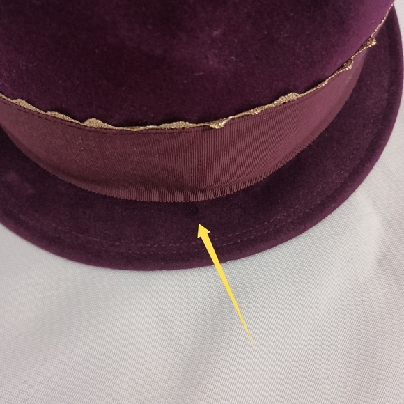 Vintage 50s Union Made Women's Maroon Wool Fedora Hat Classic Event - Picture 7 of 9